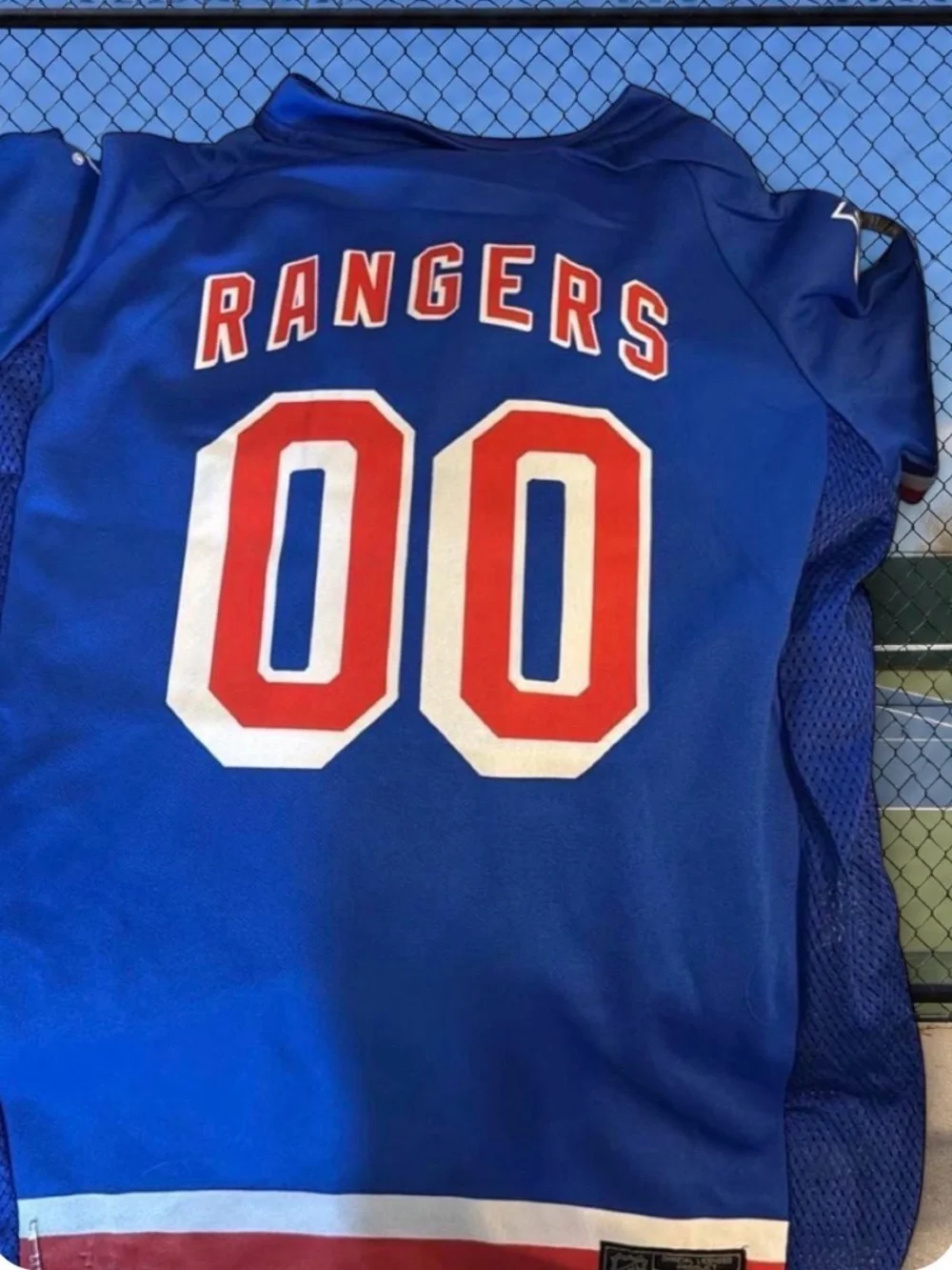 NHL Blue Rangers Youth Baseball Jersey with Red & White Accents